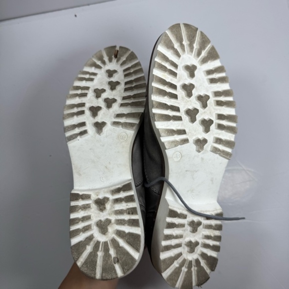 Romano Sicari Gray Leather Oxford Shoes Sz 38 7.5 Women Made in Italy Academia - Picture 10 of 13